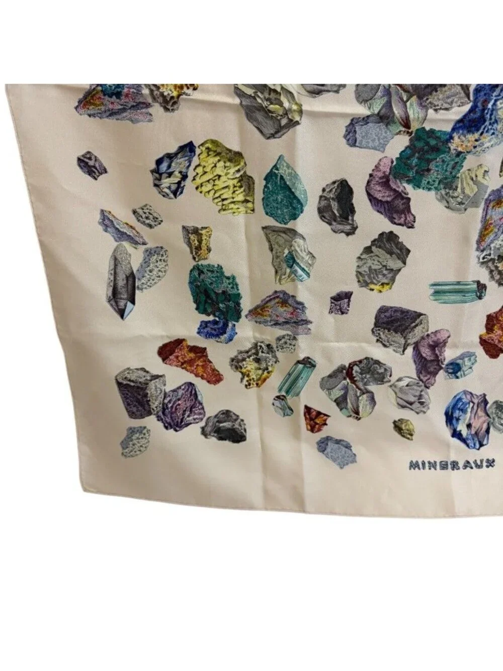 Hermes Mineraux Carre 90 Silk Scarf White